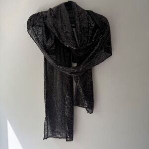 Unbranded Sequin Scarf Women OS Black Excellent Glam Evening Wrap